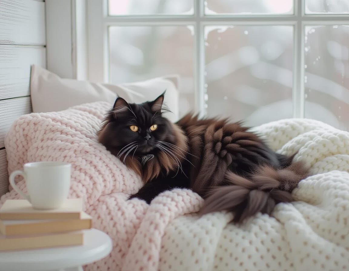Cozy Window Seat with Cat in Shabby-Chic Style