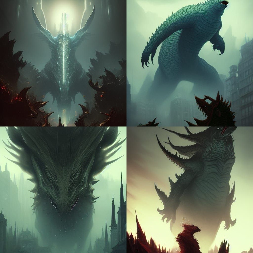 Cyberpunk Kaiju Masterpiece in Deep, Vibrant Colors