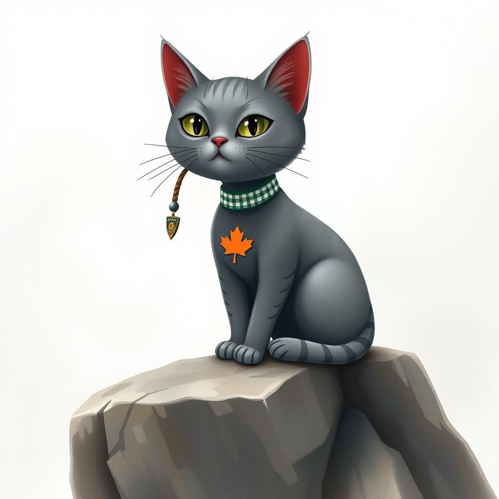 Whimsical Grey Cat Embodies Michigan's Spirit