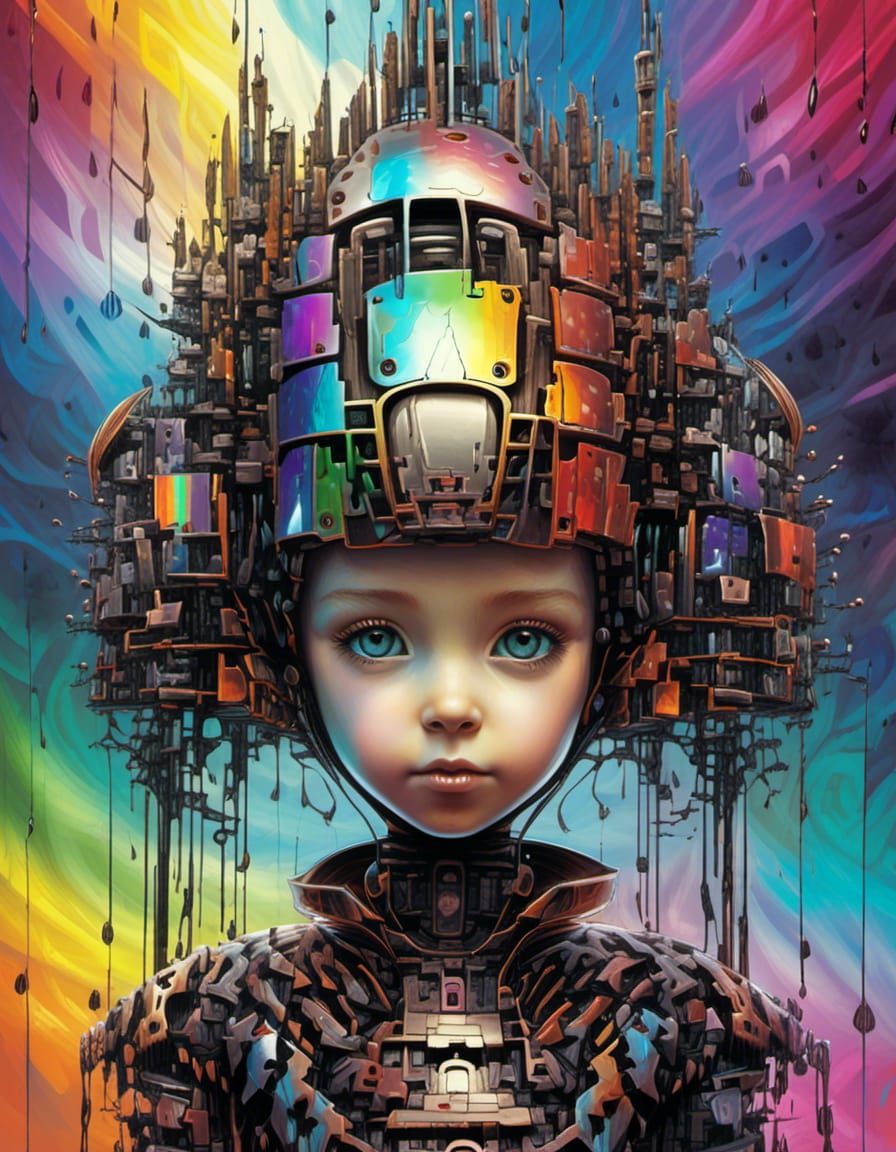 Android Princess with Rainbow Fractal Recursion