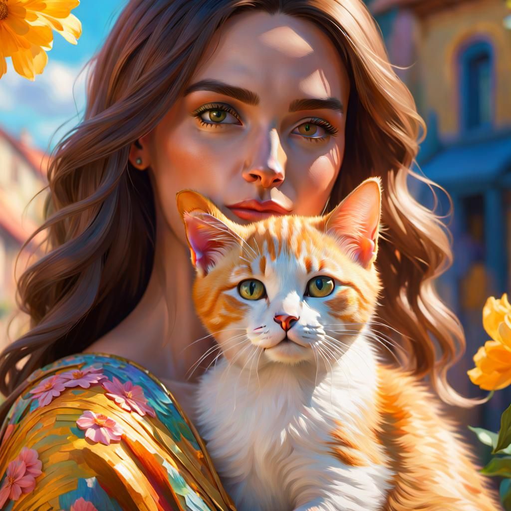 Goddess Emerging from a Celestial Glow in Impasto Neo-Impres...