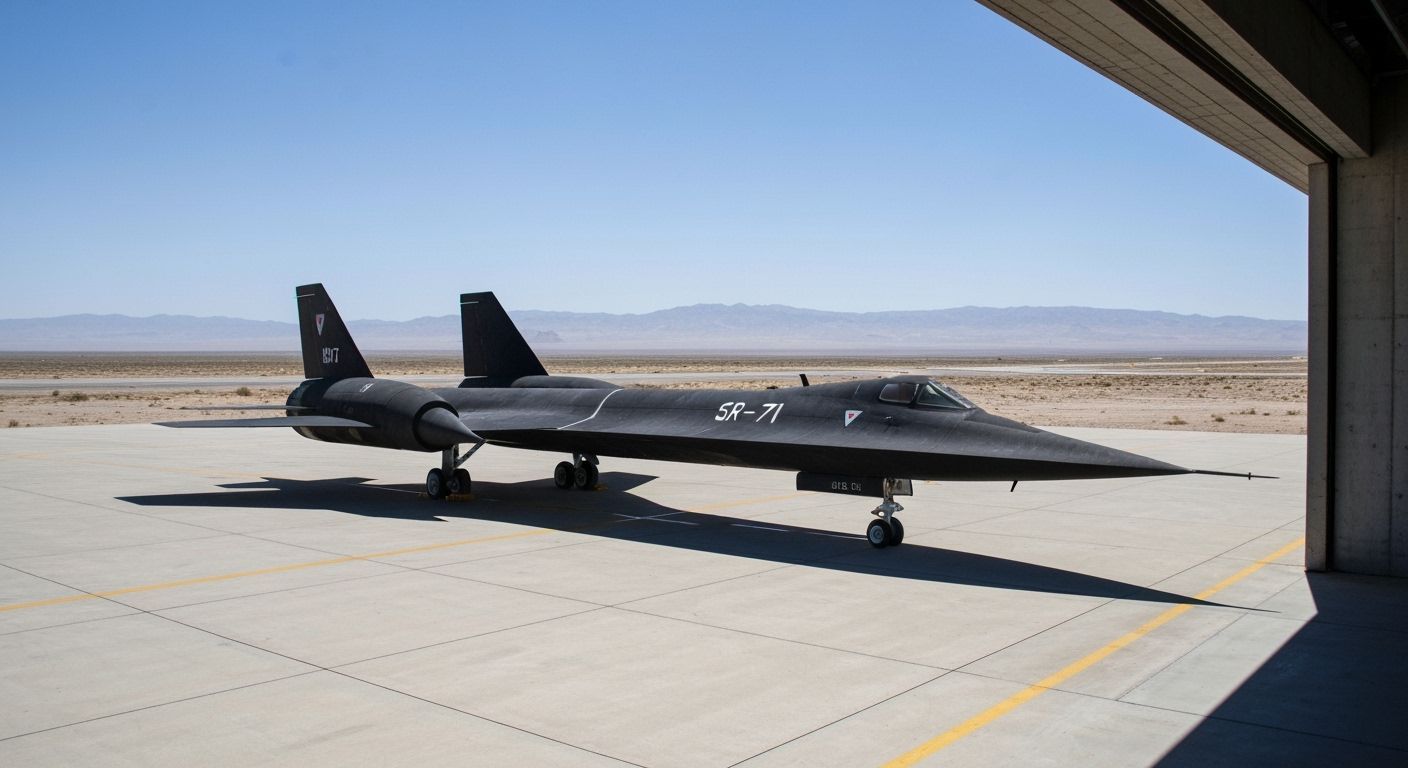 Lockheed SR-71 Blackbird on Desert Airfield