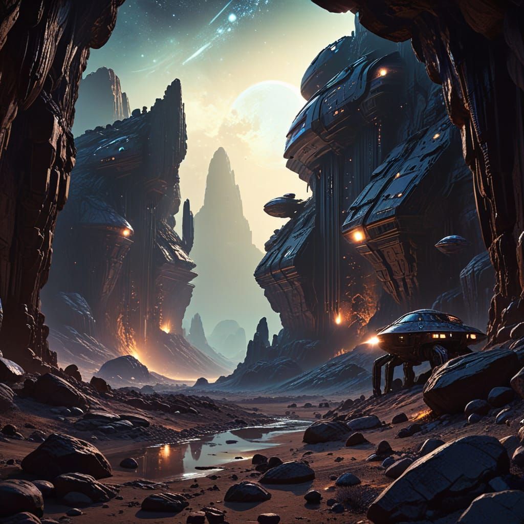 Galactic Gathering in a Starry Night Sky