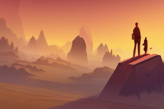 Science Fiction Cityscape Beneath Twin Suns