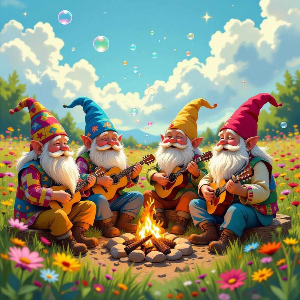 A whimsical realistic image depicts a group of racially dive...