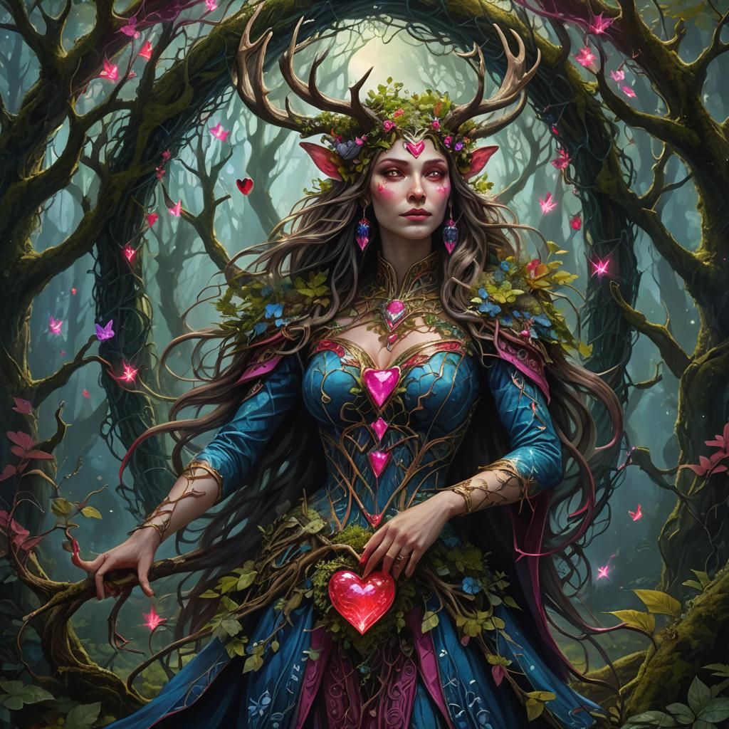Vibrant Druid Goddess Radiates Power