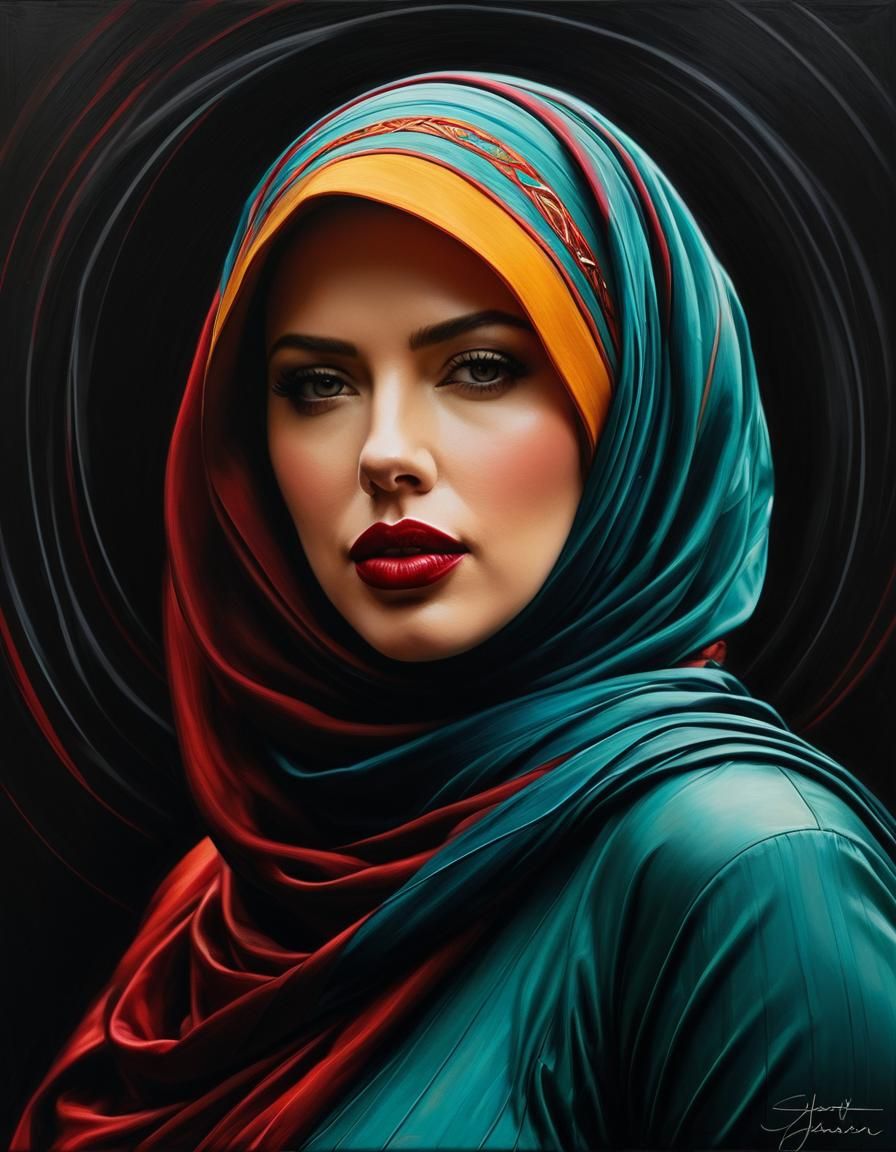 Hijabi Portrait in Oil Painting Style