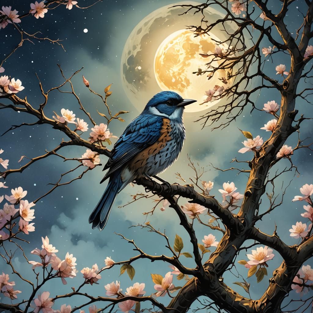 Surreal Bird Illuminated by Triadic Colors