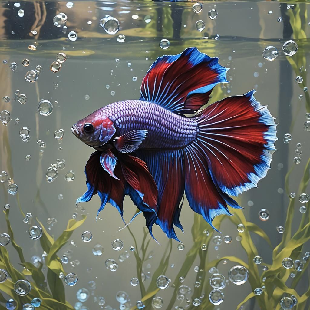 Glowing Betta Fish in Vibrant Jewel Tones
