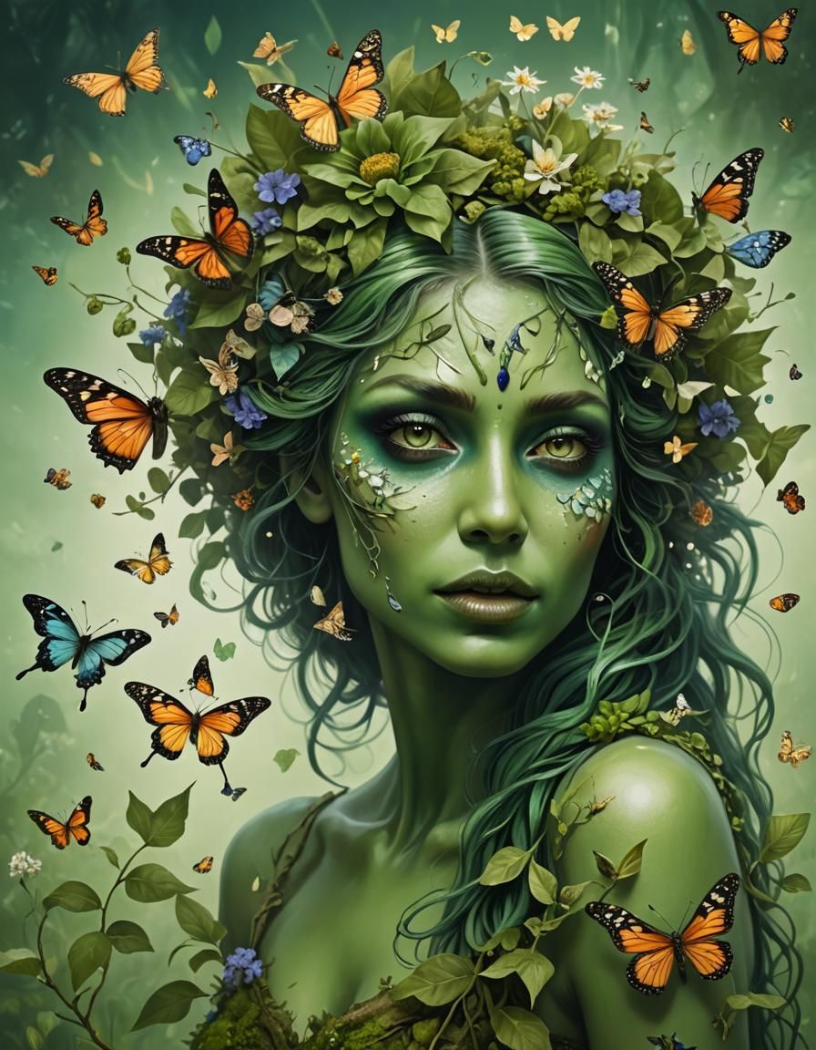 Enchanted Forest Siren in Cyberpunk Portrait