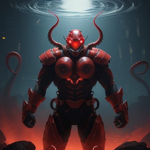 Cyberpunk Octochamp: Armored Octopus Brawler