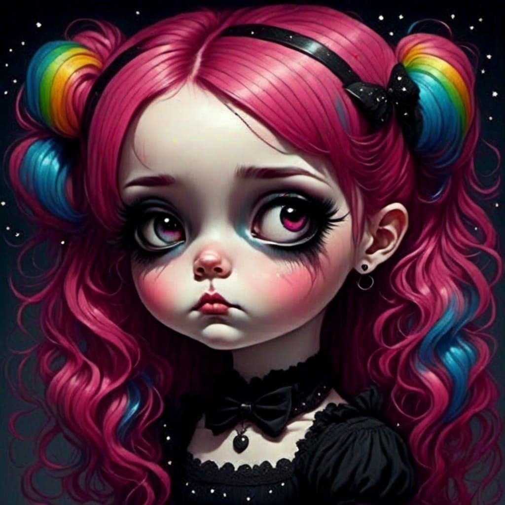 Goth Fairy in a Rainbow World of Sparkles