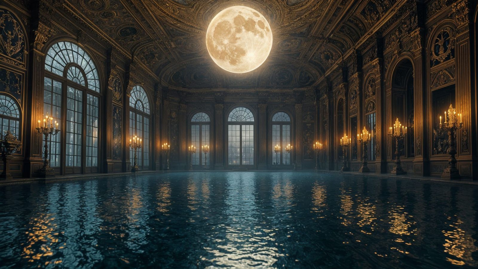 Moonlit Palace of Versailles in Dreamlike Darkness