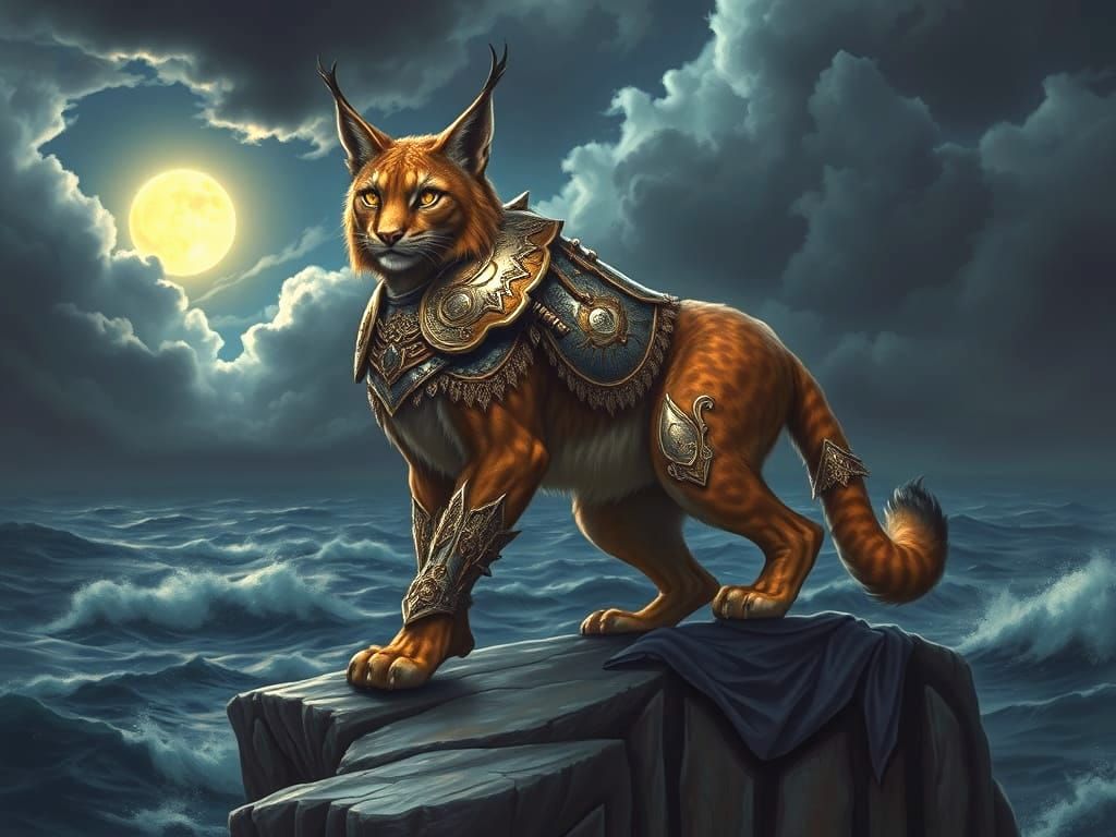 Regal Armored Lynx Standing Defiant