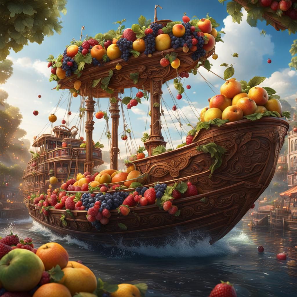 Vibrant Summer Fantasy Galleon in Intricate Detail