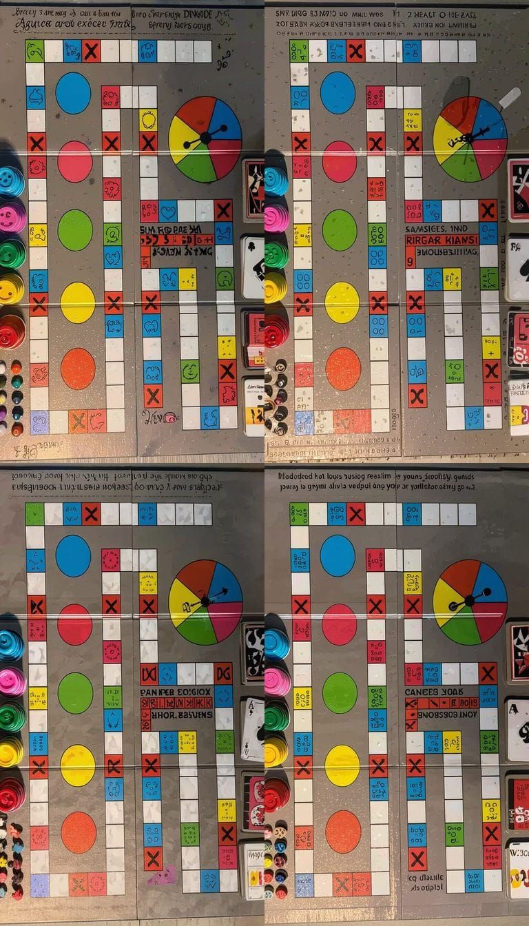 Overhead Board Game Setup for Adult Party Fun