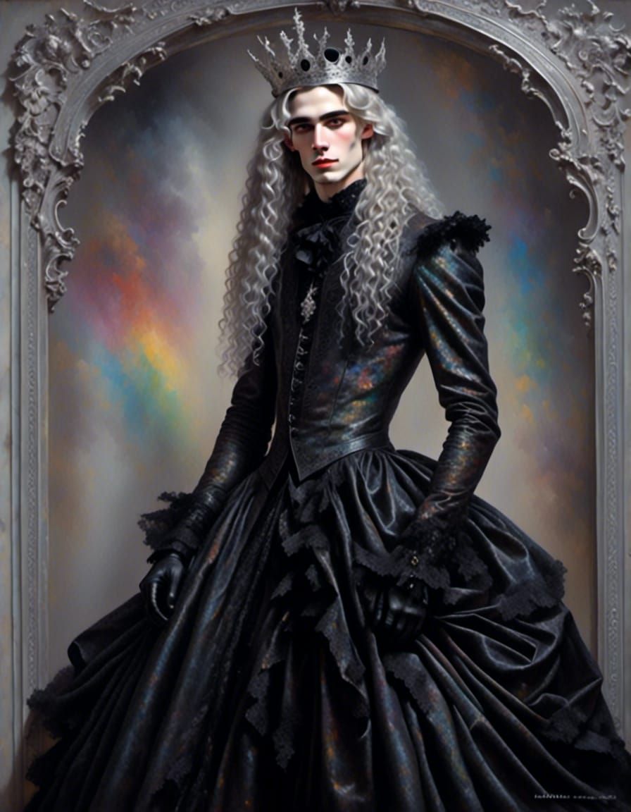 Goth Silver Prince in Lavish Attire