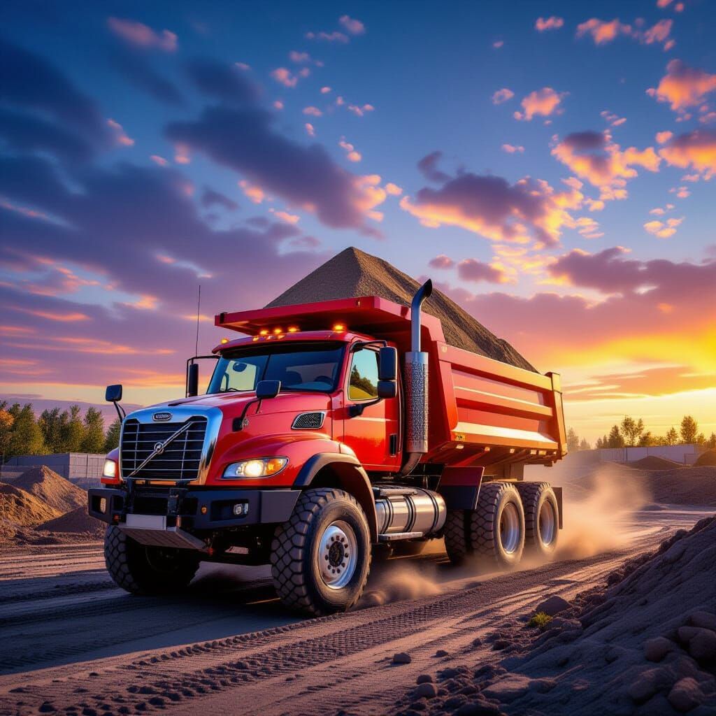 Tractor Truck Covered in Sand at Colorful Garden Constructio...