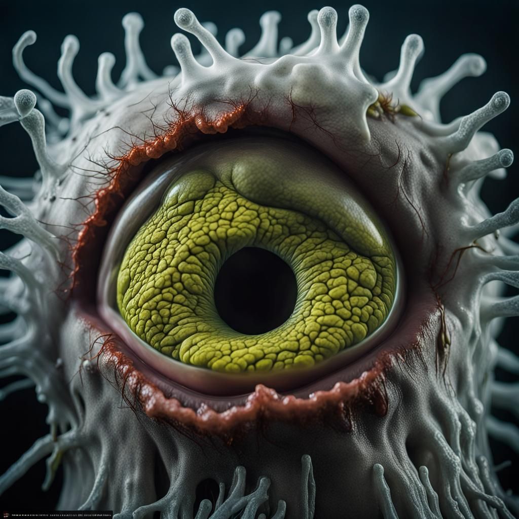 Ethereal Surrealism: Cryptic Mold Bloom in Luminous Orbit