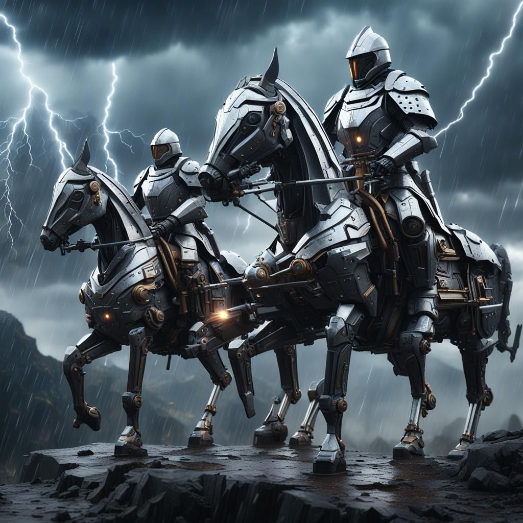 Epic Pilgrim Knights in Futuristic Castle Siege