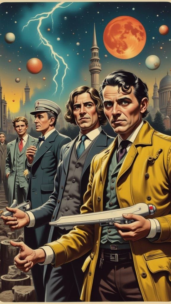 Soviet Scientists in Maximalist Digital Matte Painting