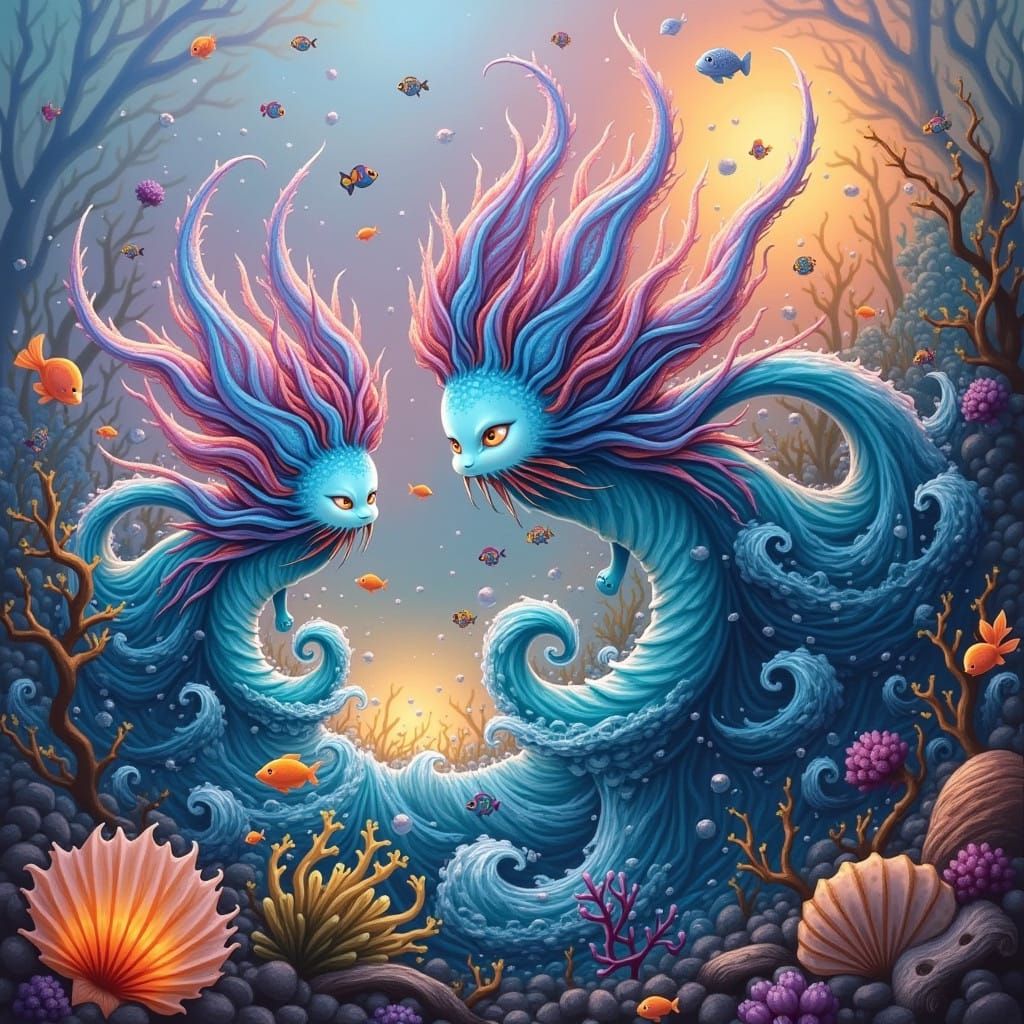 Wave Elementals Rise from Turquoise Depths in Dreamy, Ethere...