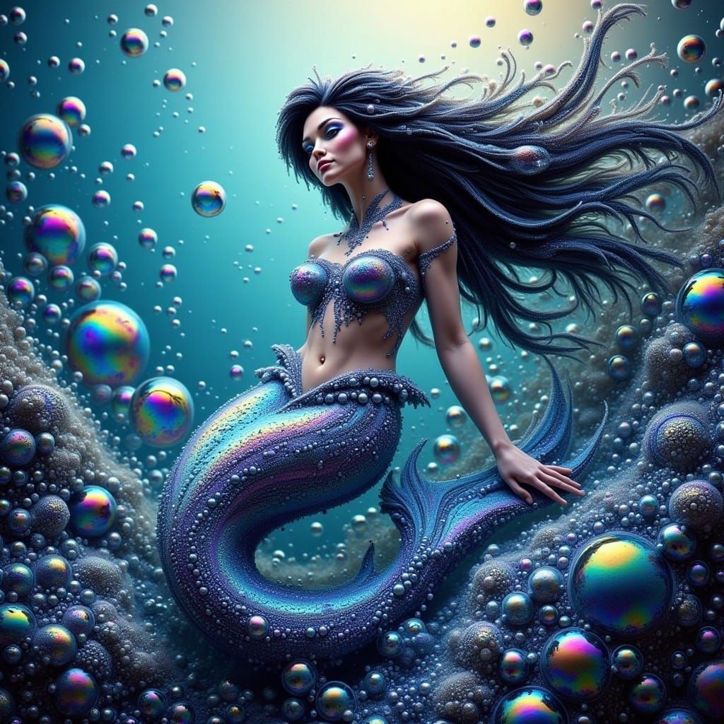 Ethereal Mermaid Shines in Vibrant Ocean Scene