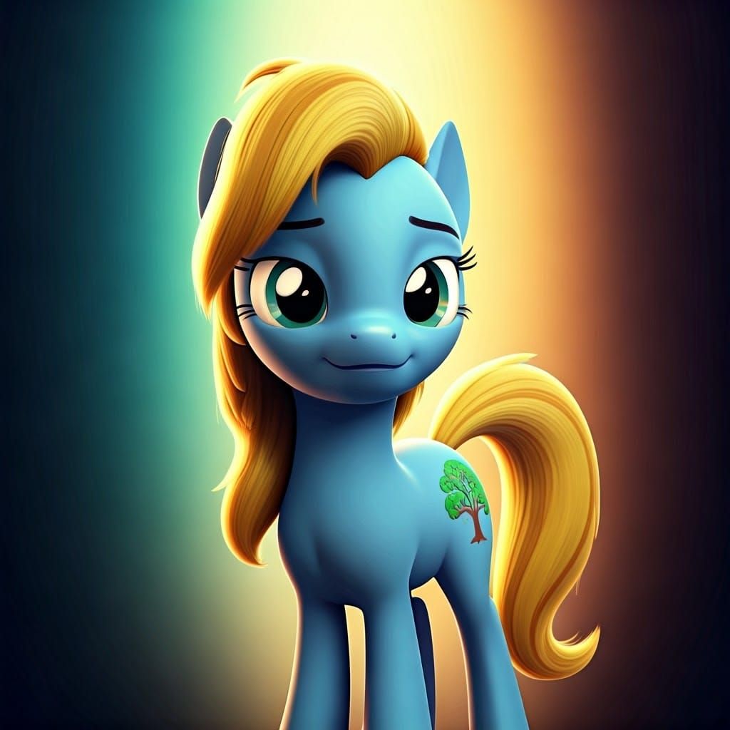 Vibrant Blue Pony in Disney-Inspired Concept Art