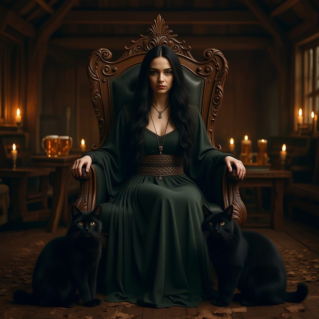 Viking Goddess of Magic with Cats