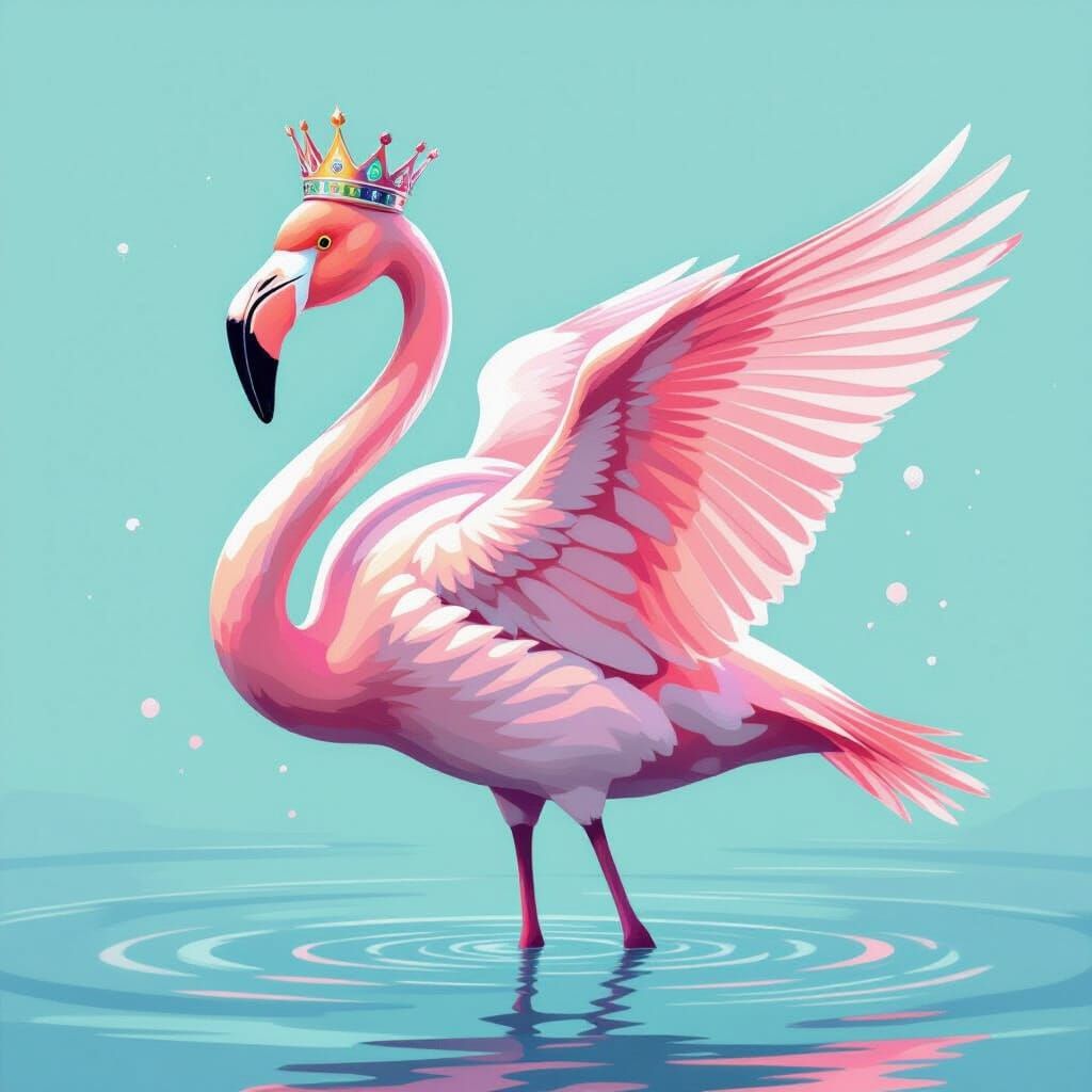 Flamingo Royalty: Minimalist Pastel Dreamscape
