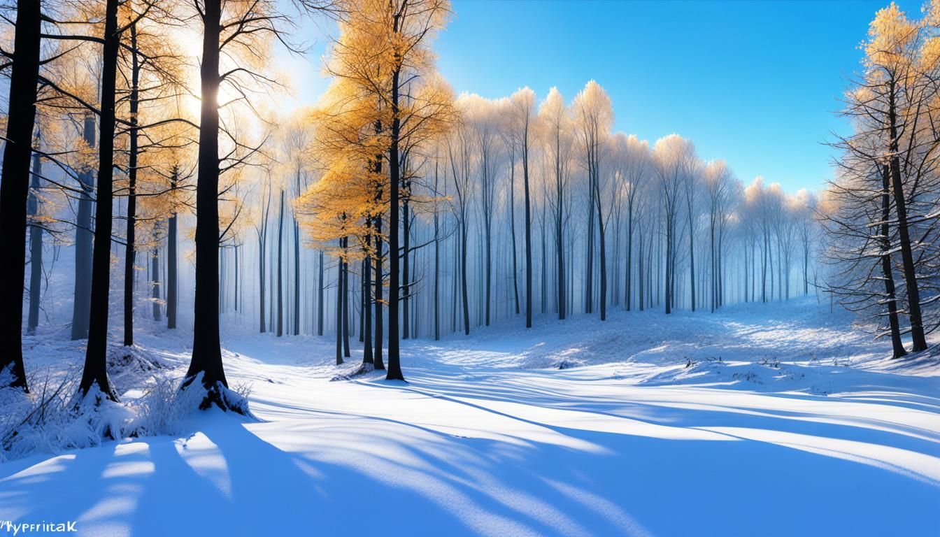 Intricate Winter Scene in Vibrant Watercolor Style