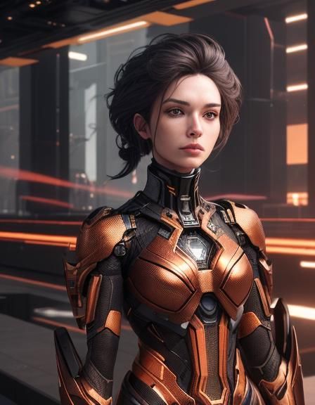 Polished Sci-Fi Mech Details in Epic Cinematic Background