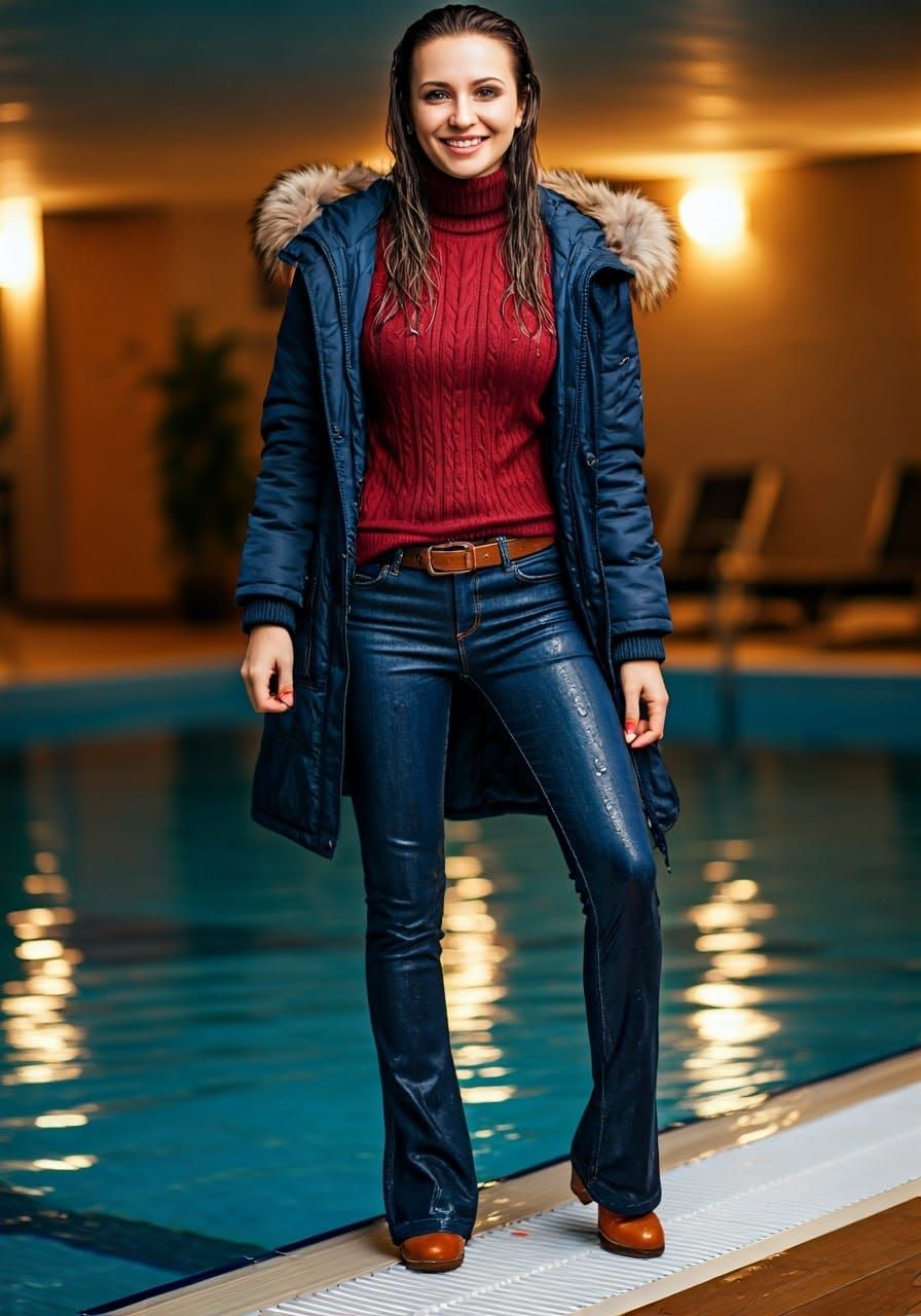 Joyful Moment by the Pool