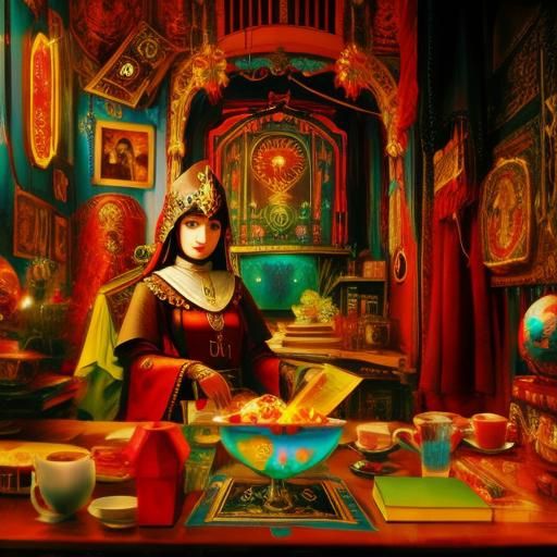 Ethereal Tarot Card in Cinematic Psychedelic Style