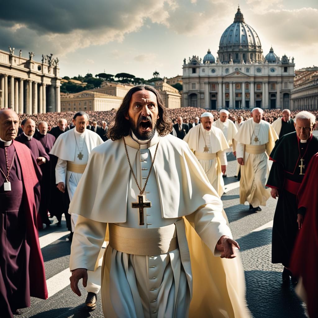 Jesus Confronts the Pope in the Vatican