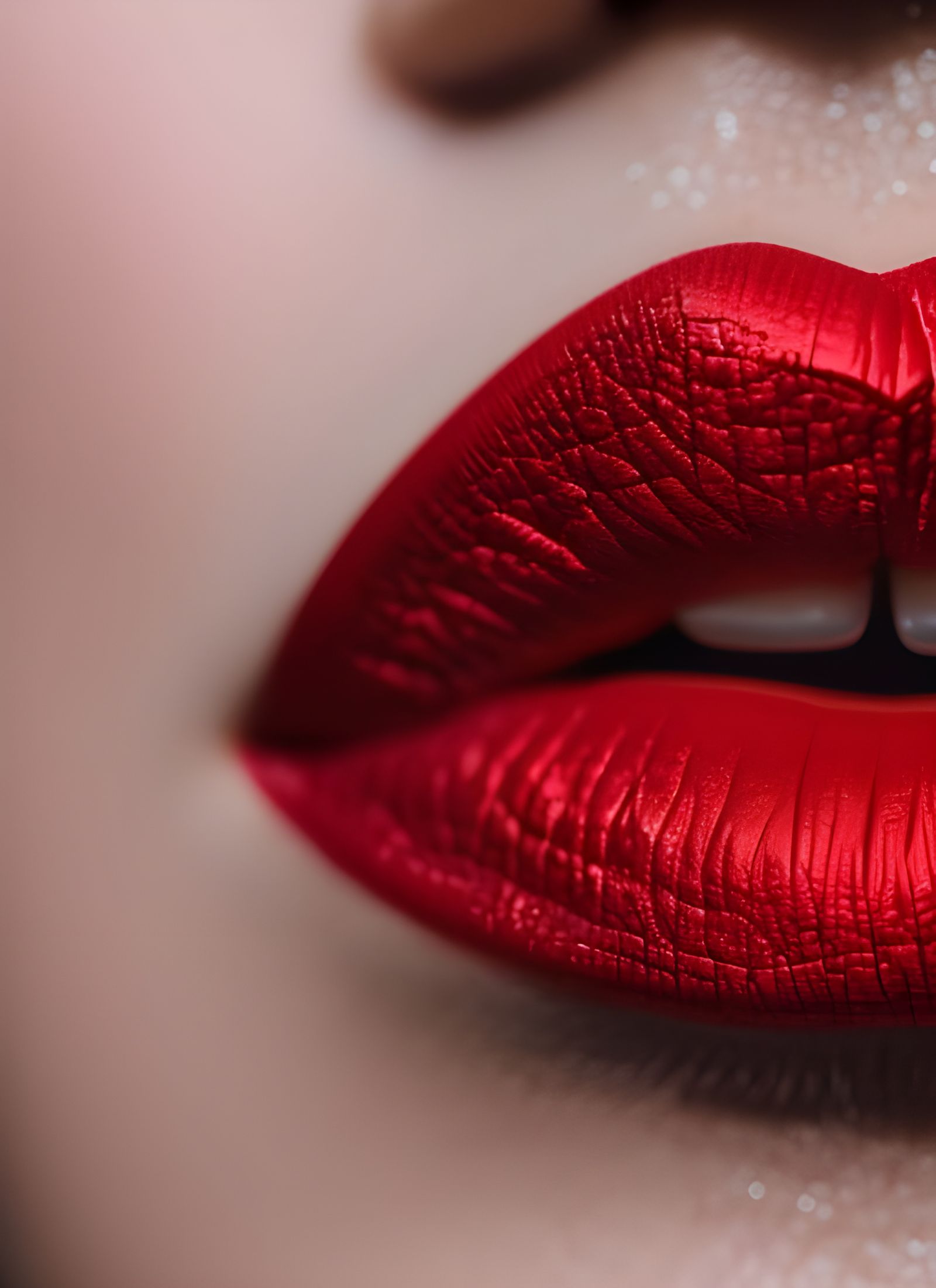 Vibrant Vermilion Lips in Hyperrealistic Detail