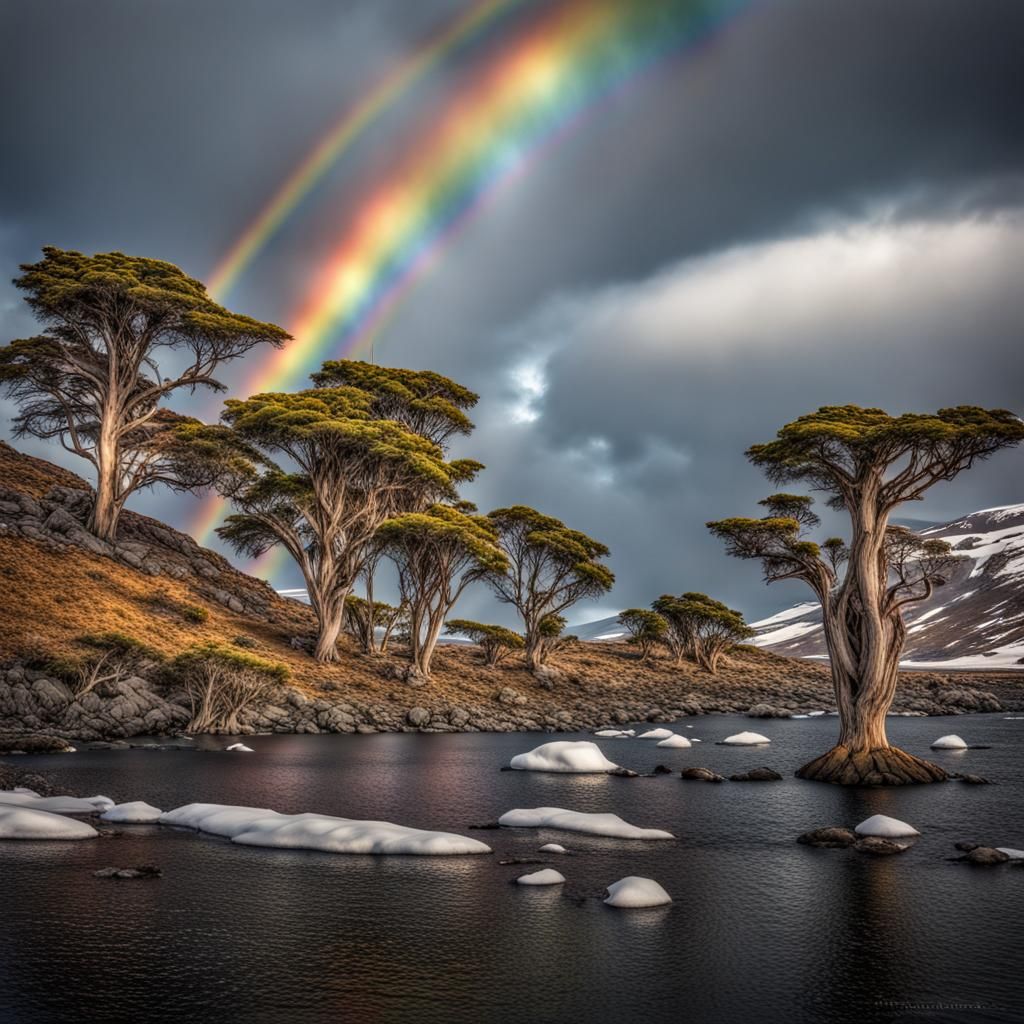 Frozen Forests in a Rainbow-Lit Antarctica