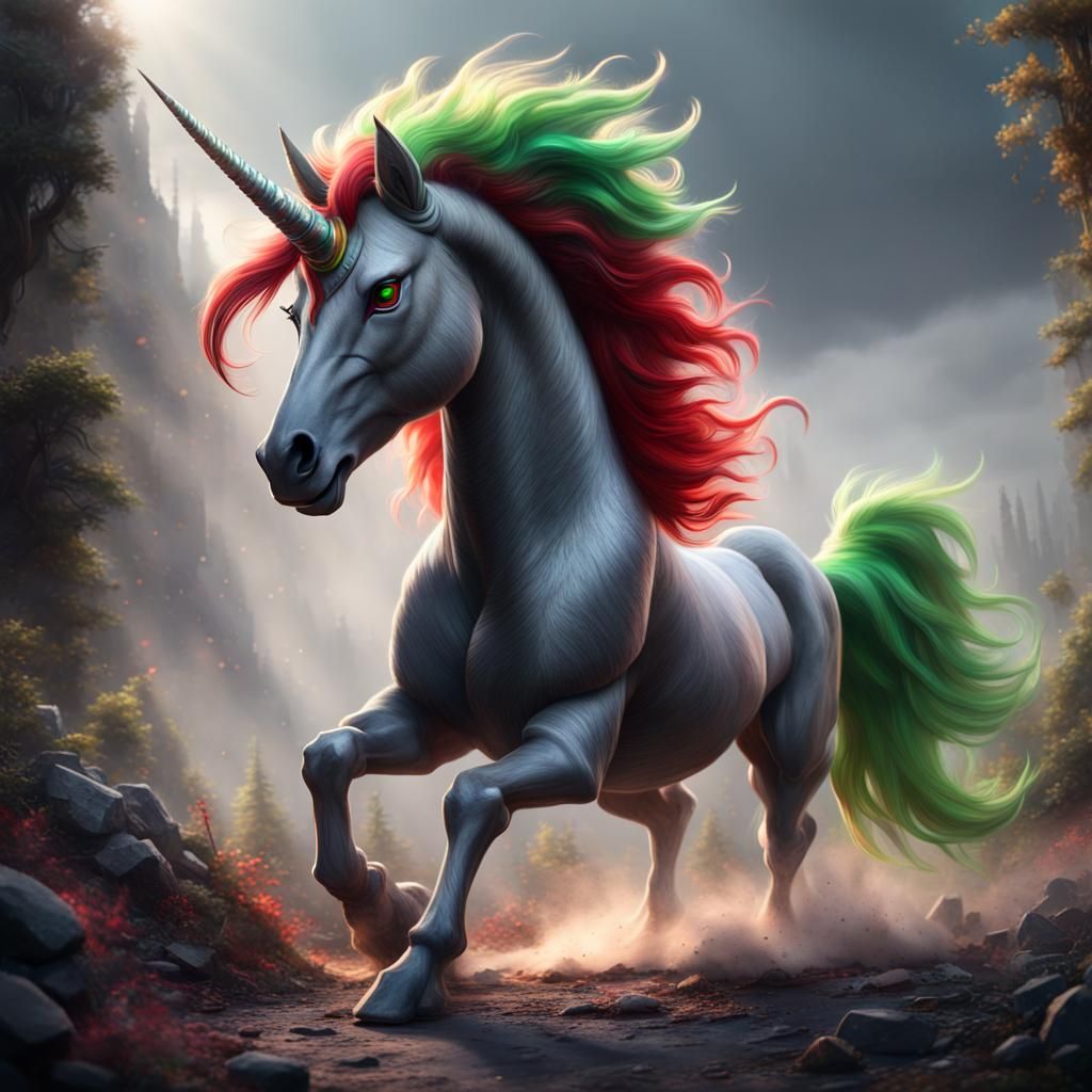 Enchanted Unicorn Conqueror in Vibrant Fantasy