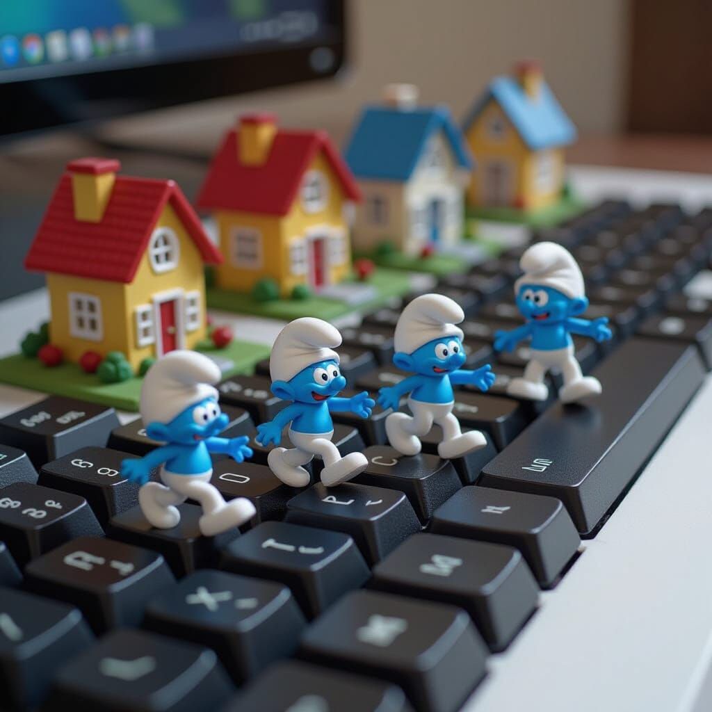 Smurfs Living on a Giant Keyboard