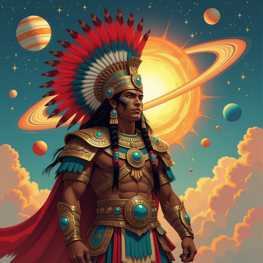 Huitzilopochtli in Surreal Solar System Art