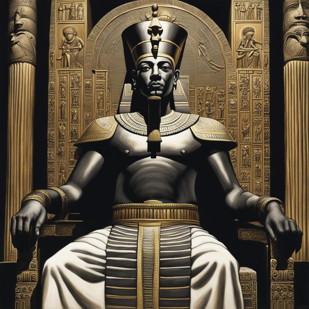Hyperrealistic Ancient Egyptian Pharaoh in Ornate Throne