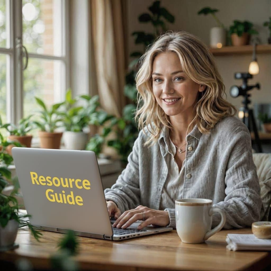 Confident Woman Working on Laptop in Cozy Home Office