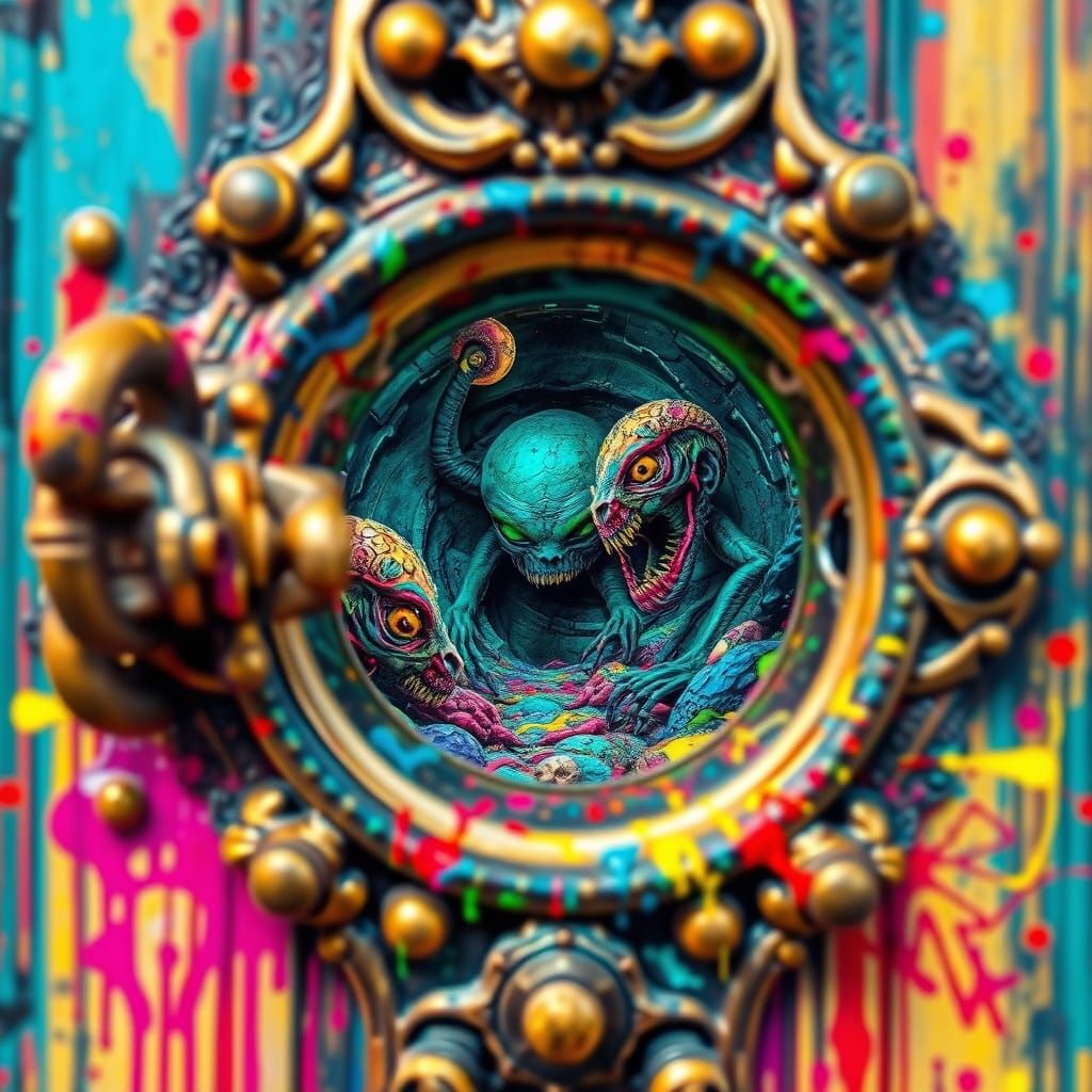 Alien World Unveiled Through Ornate Keyhole