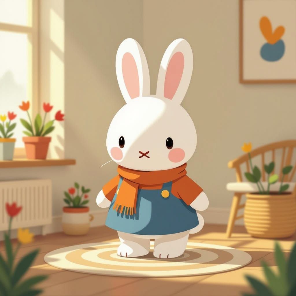 Miffy Character in Whimsical Minimalist Illustration Style