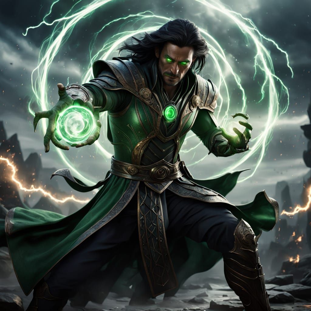 Powerful Dark Sorcerer Casting a Spell