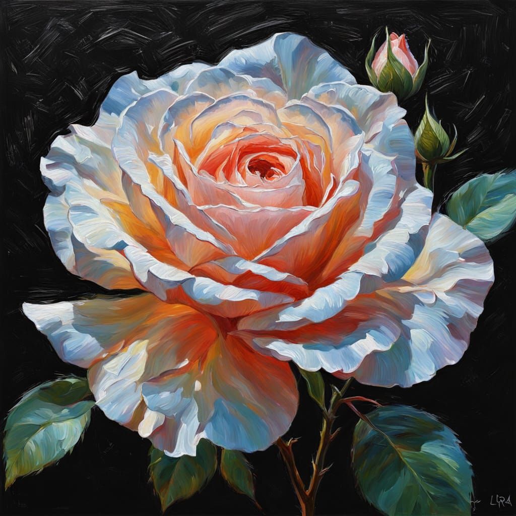 Rose in Impasto Style with Ethereal Lighting