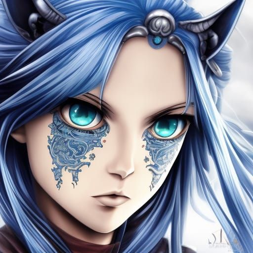 Powerful Demon Slayer Girl with Demon Sword, Manga Art