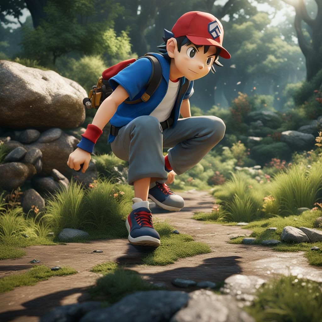 Realistic Live Action Ash Ketchum, Detailed Digital Painting