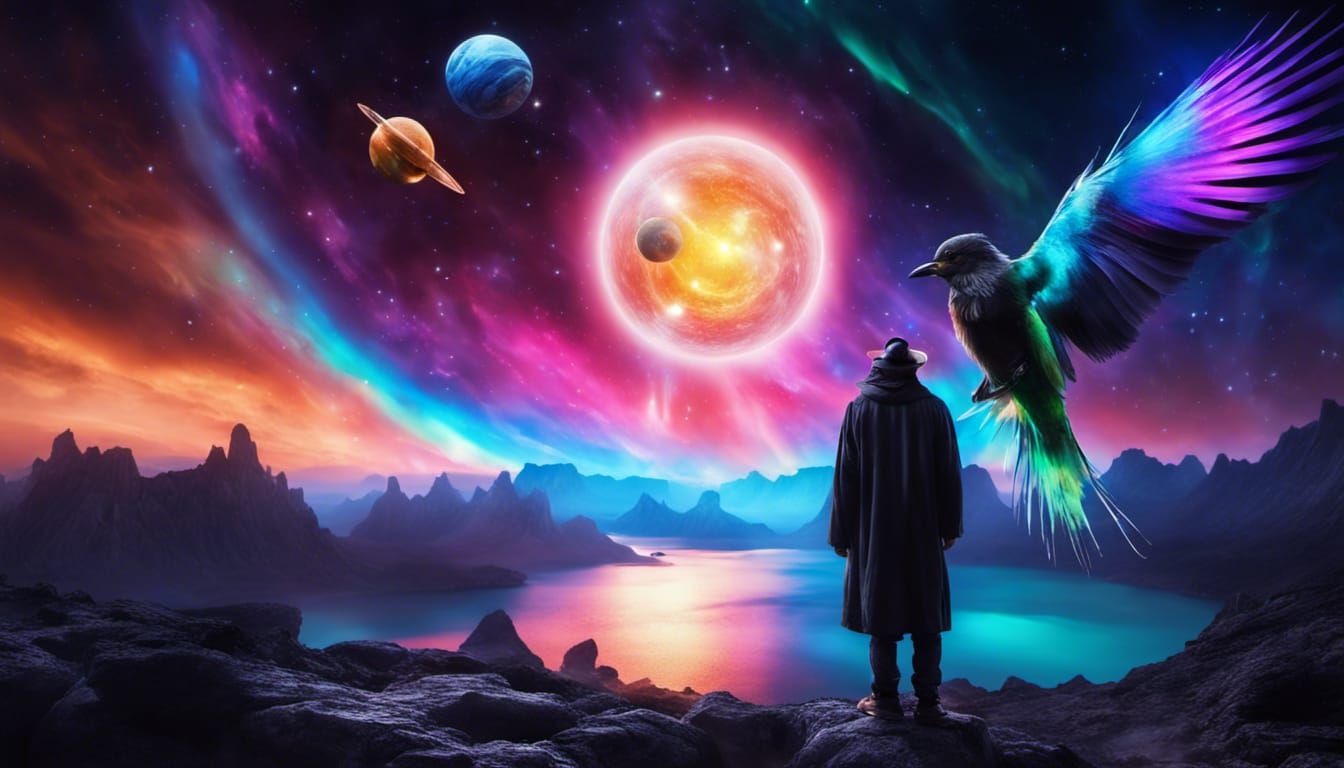 Ethereal Wizard beneath the Starry Blackhole