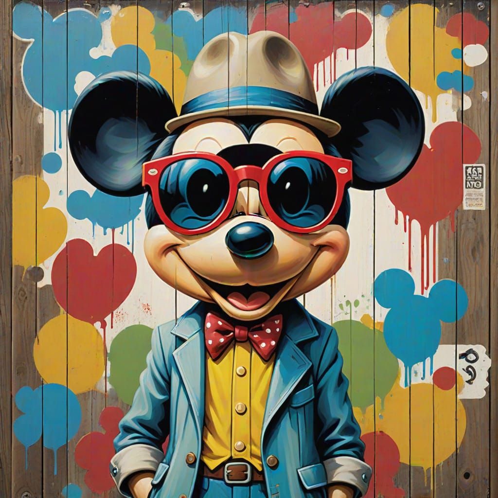 Retro Mickey Mouse in California Chic, Inspired by Surrealis...